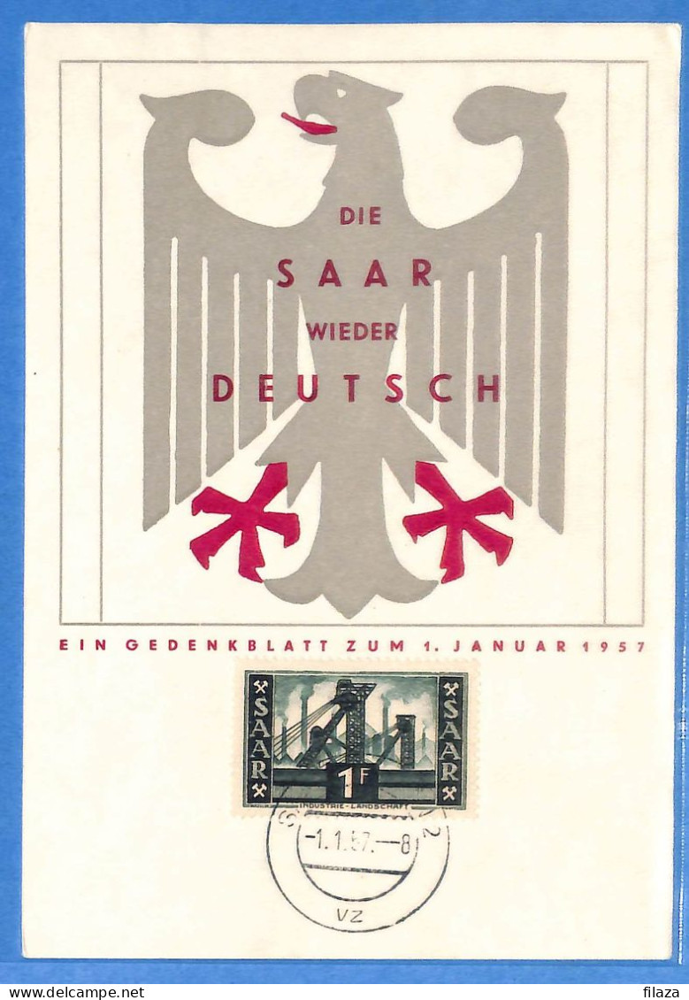 Saar - 1957 - Carte Postale FDC De Saarbrücken - G30652 - Cartas & Documentos