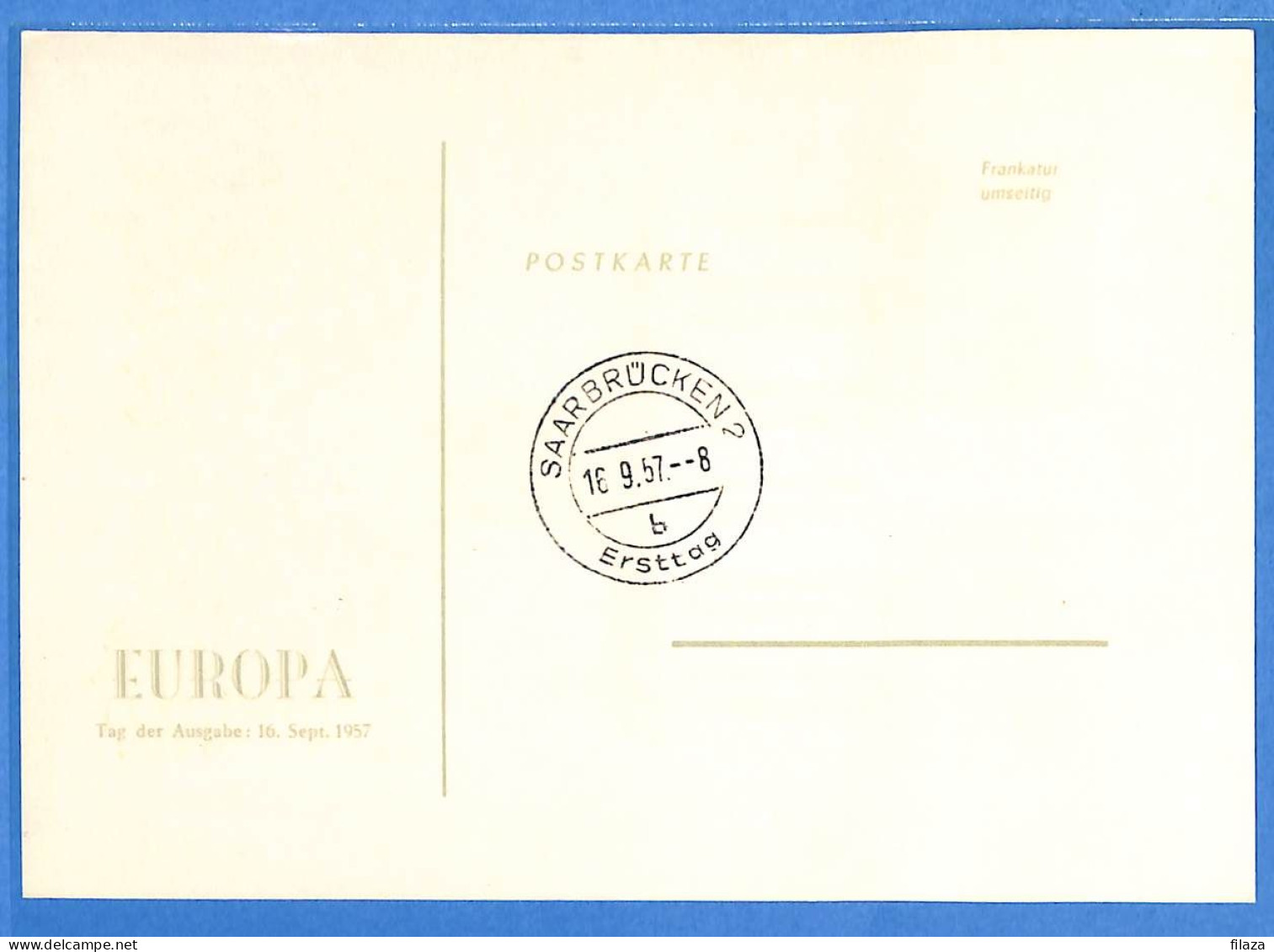Saar - 1957 - Carte Postale FDC De Saarbrücken - G30654 - Covers & Documents