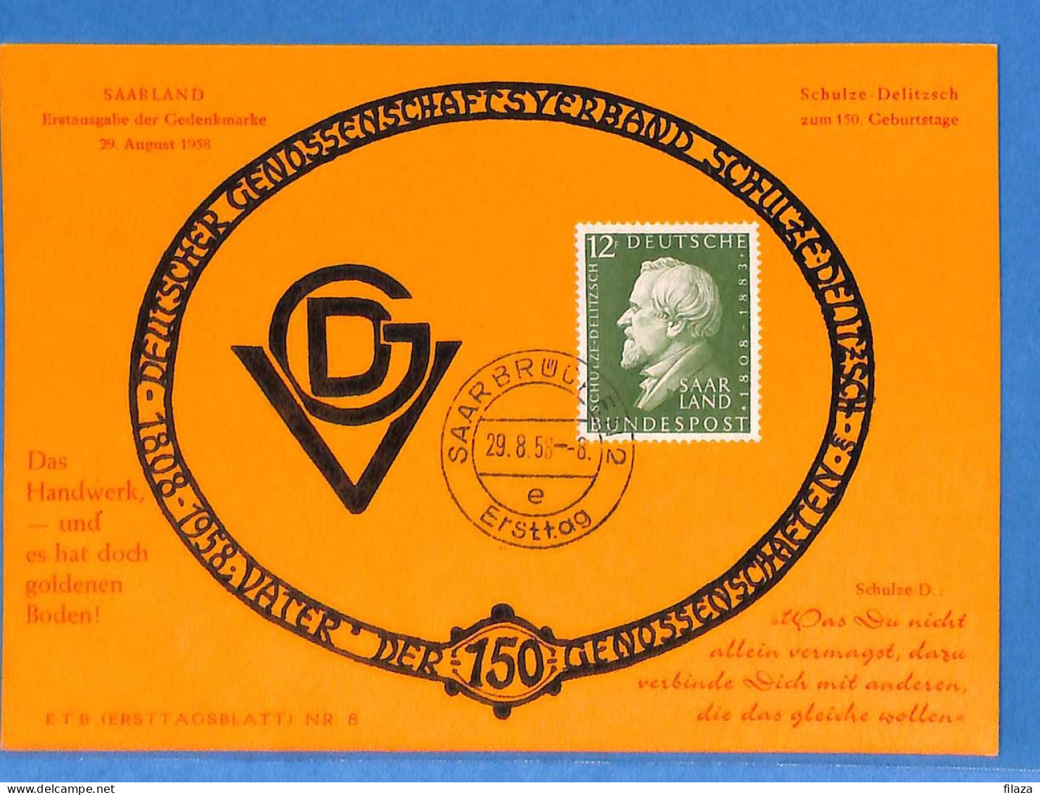 Saar - 1958 - Carte Postale FDC De Saarbrücken - G30643 - Lettres & Documents