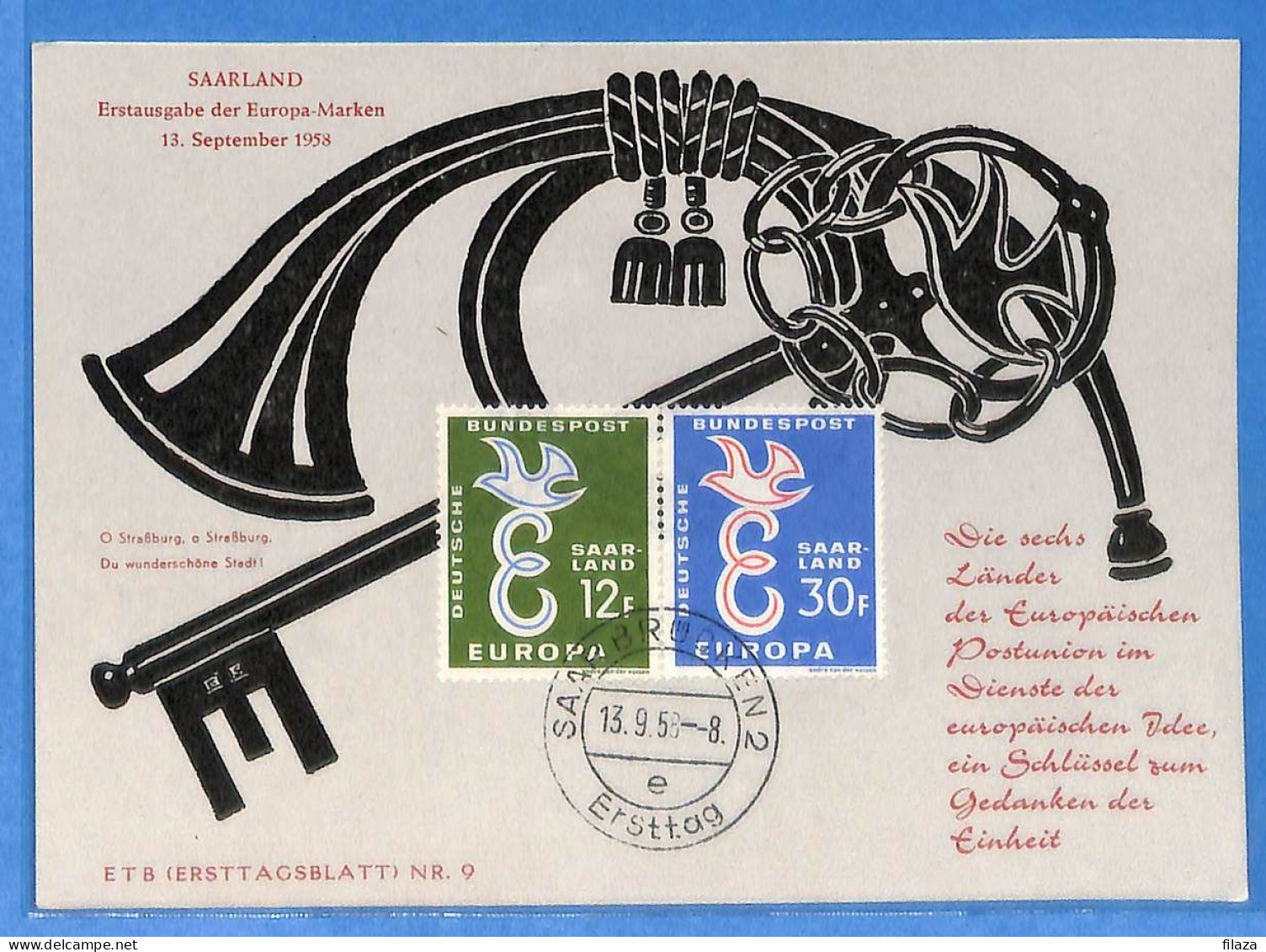 Saar - 1958 - Carte Postale FDC De Saarbrücken - G30644 - Covers & Documents