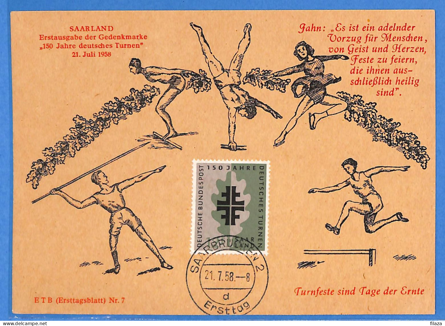 Saar - 1958 - Carte Postale FDC De Saarbrücken - G30645 - Briefe U. Dokumente