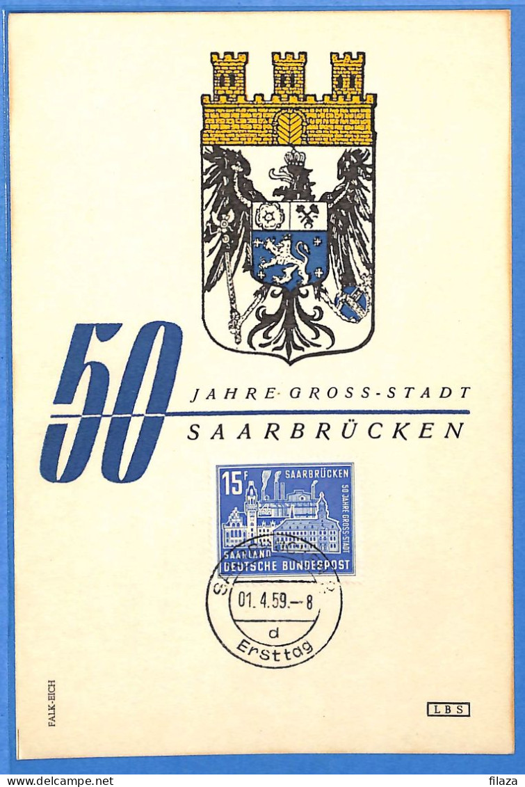 Saar - 1958 - Carte Postale FDC De Saarbrücken - G30638 - Brieven En Documenten