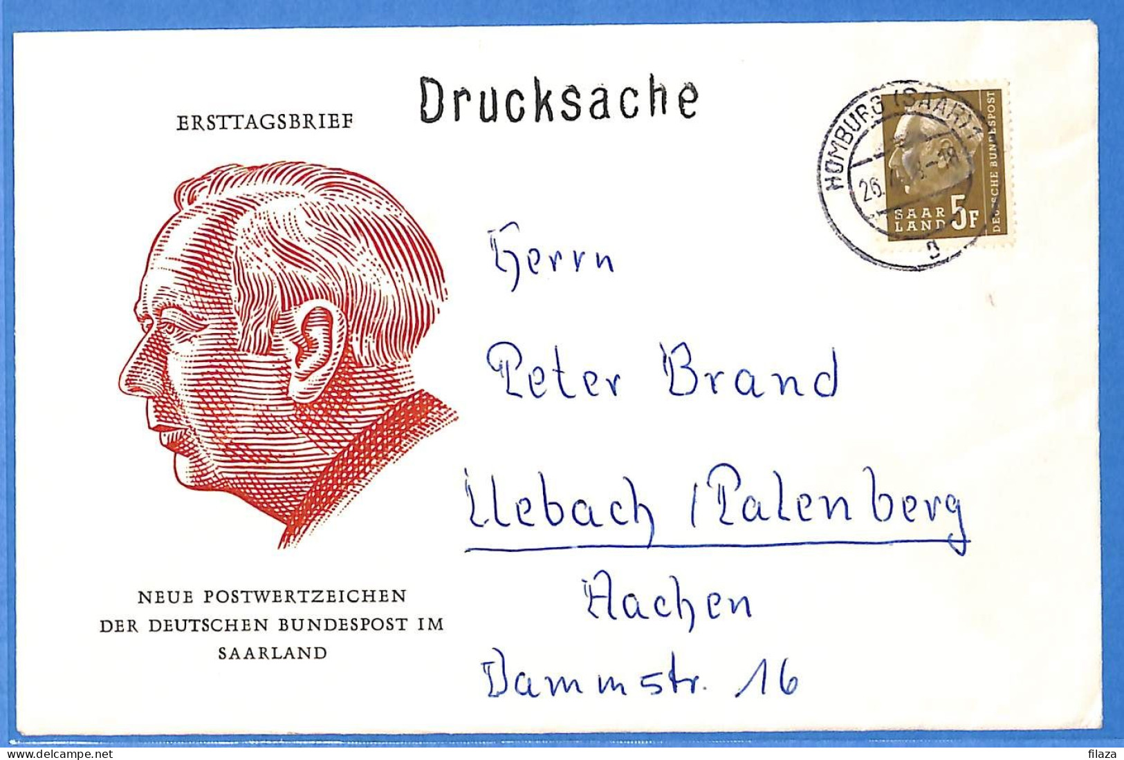 Saar - 1958 - Lettre FDC De Homburg - G30634 - Cartas & Documentos