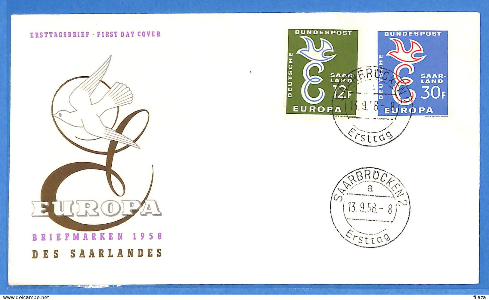 Saar - 1958 - Lettre FDC De Saarbrücken - G30625 - Briefe U. Dokumente