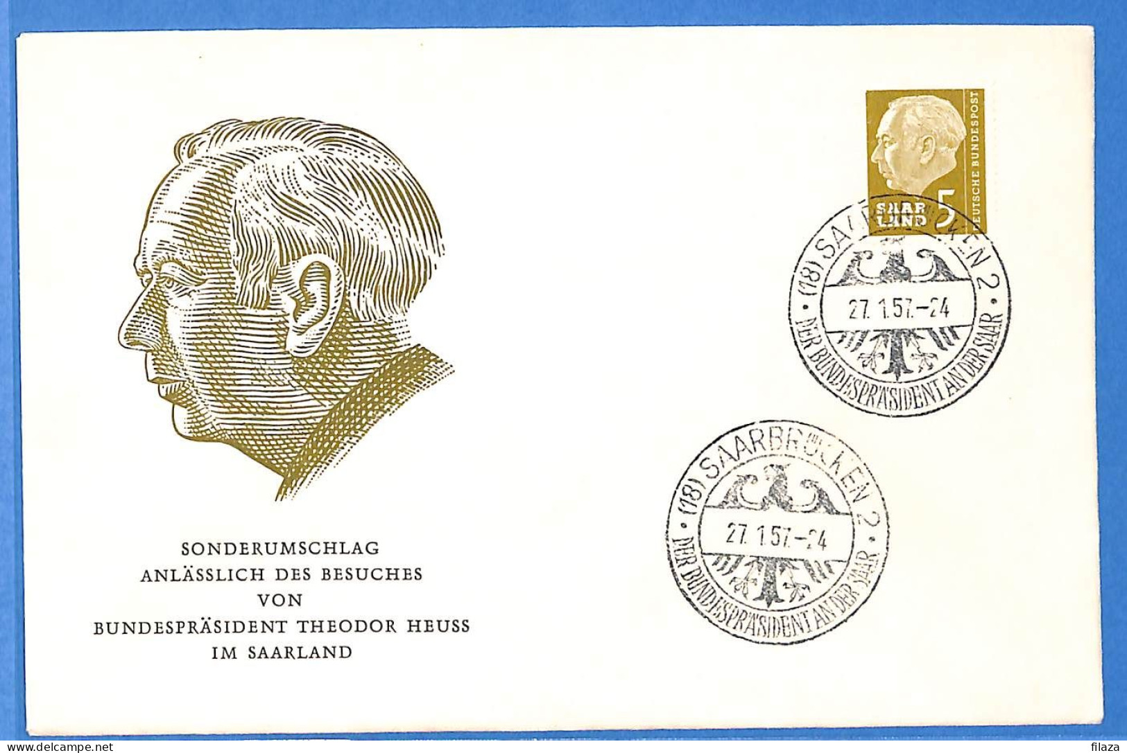 Saar - 1957 - Lettre FDC De Saarbrücken - G30630 - Briefe U. Dokumente