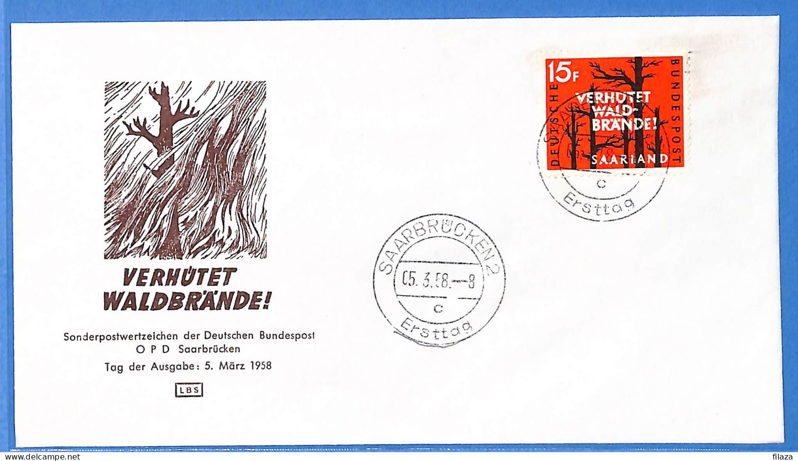 Saar - 1958 - Lettre FDC De Saarbrücken - G30614 - Cartas & Documentos