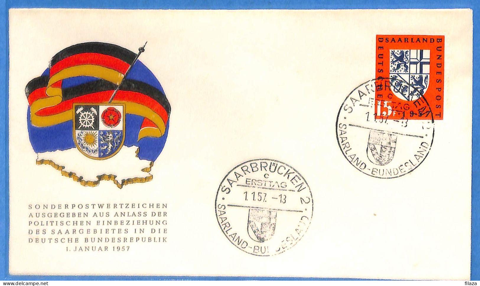 Saar - 1957 - Lettre FDC De Saarbrücken - G30615 - Lettres & Documents