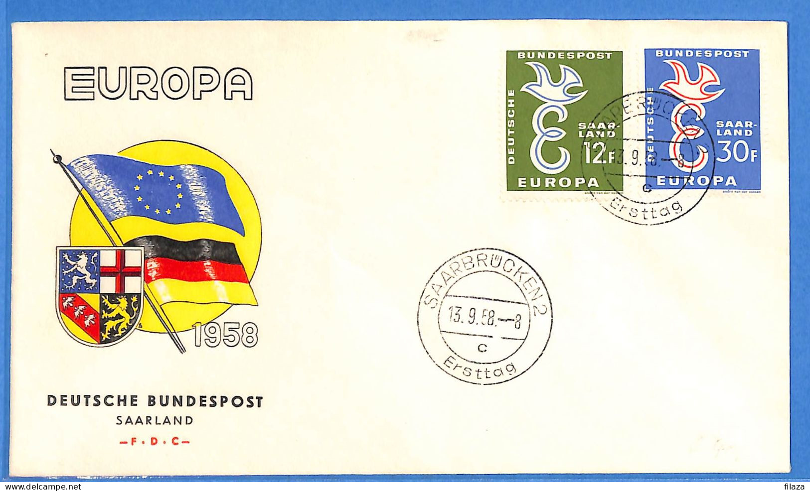 Saar - 1958 - Lettre FDC De Saarbrücken - G30609 - Briefe U. Dokumente