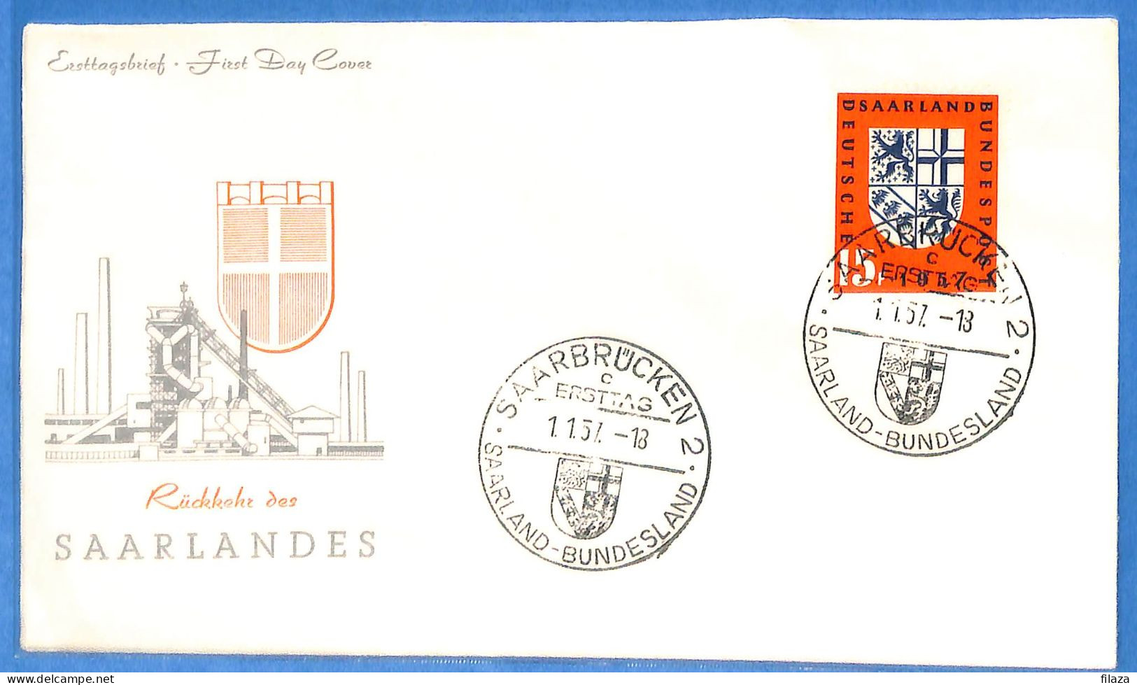 Saar - 1957 - Lettre FDC De Saarbrücken - G30603 - Storia Postale