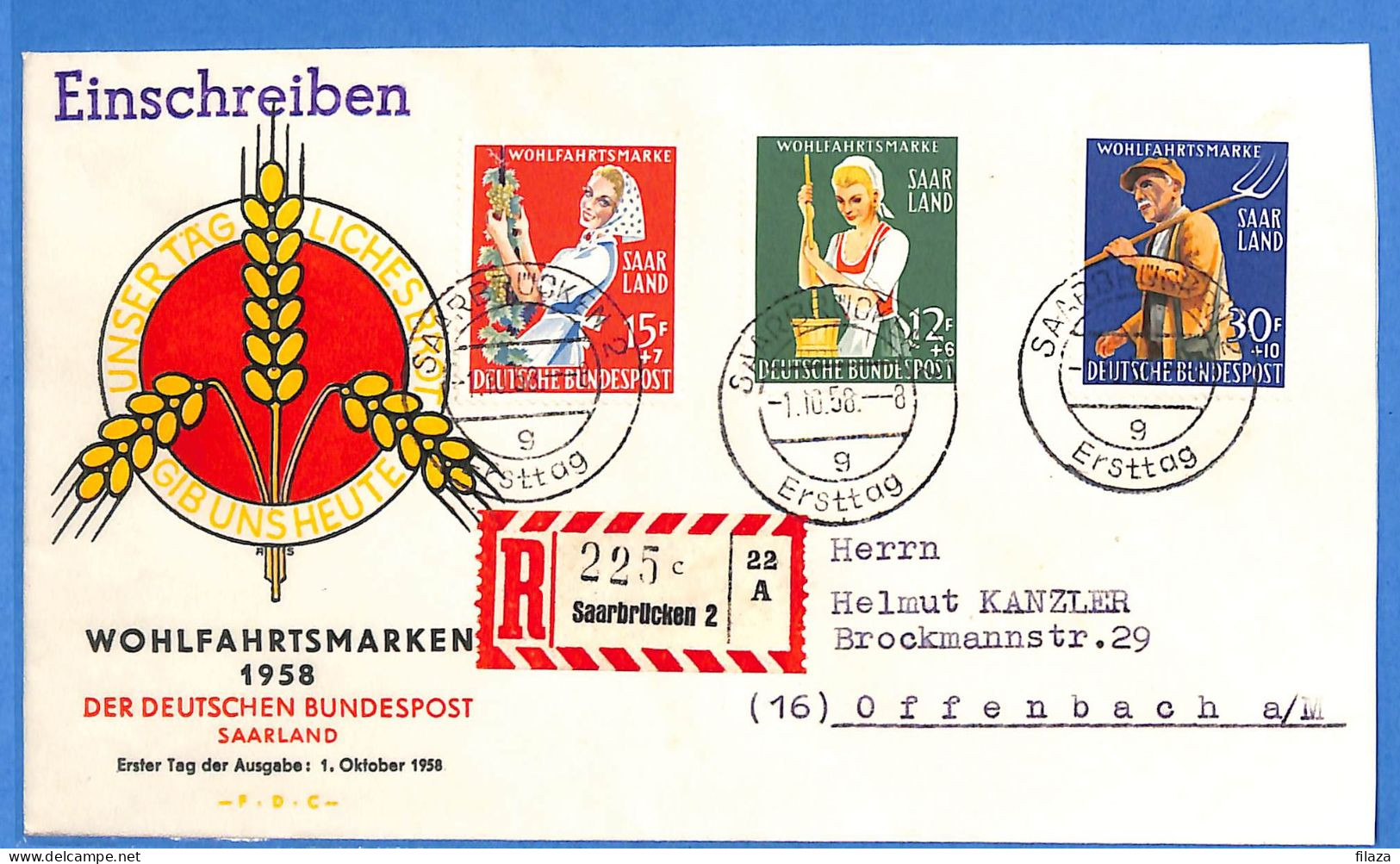 Saar - 1958 - Lettre Einschreiben FDC De Saarbrücken - G30597 - Cartas & Documentos