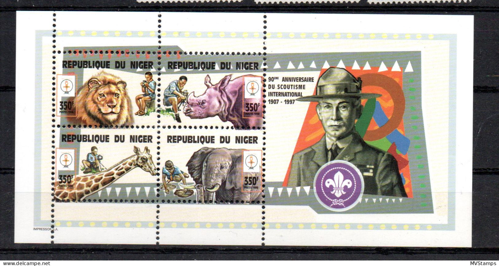 Niger 1997 Block 1484/87 Pfadfinder/Tiere Postfrisch - Niger (1960-...)