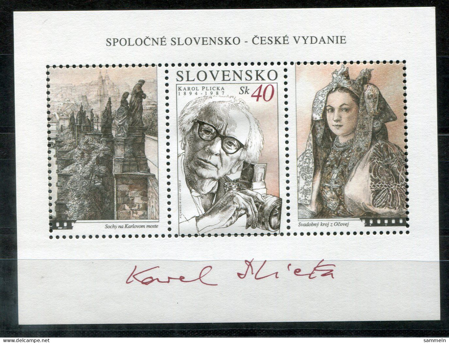 TSCHECHISCHE REPUBLIK Block 32, Bl.32 Mnh - Karel Plicka - CZECH REPUBLIC / RÉPUBLIQUE TCHÈQUE - Blokken & Velletjes