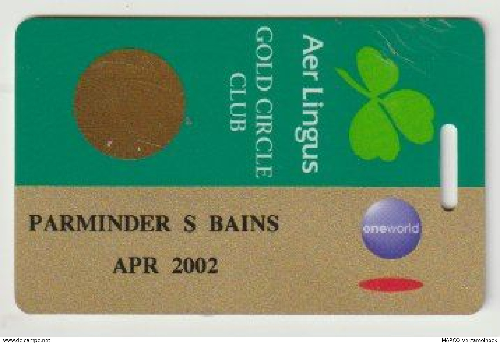 Bagage Pas - Luggage Tag Pass Aer Lingus Luchtvaartmaatschappij Dublin Ireland (IRL) Gold Circle Club 2002 - Etichette Da Viaggio E Targhette