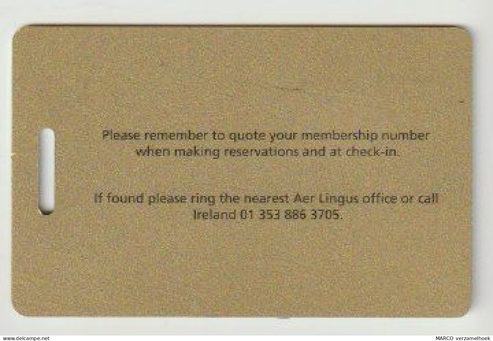 Bagage Pas - Luggage Tag Pass Aer Lingus Luchtvaartmaatschappij Dublin Ireland (IRL) Gold Circle Club 2002 - Aufklebschilder Und Gepäckbeschriftung