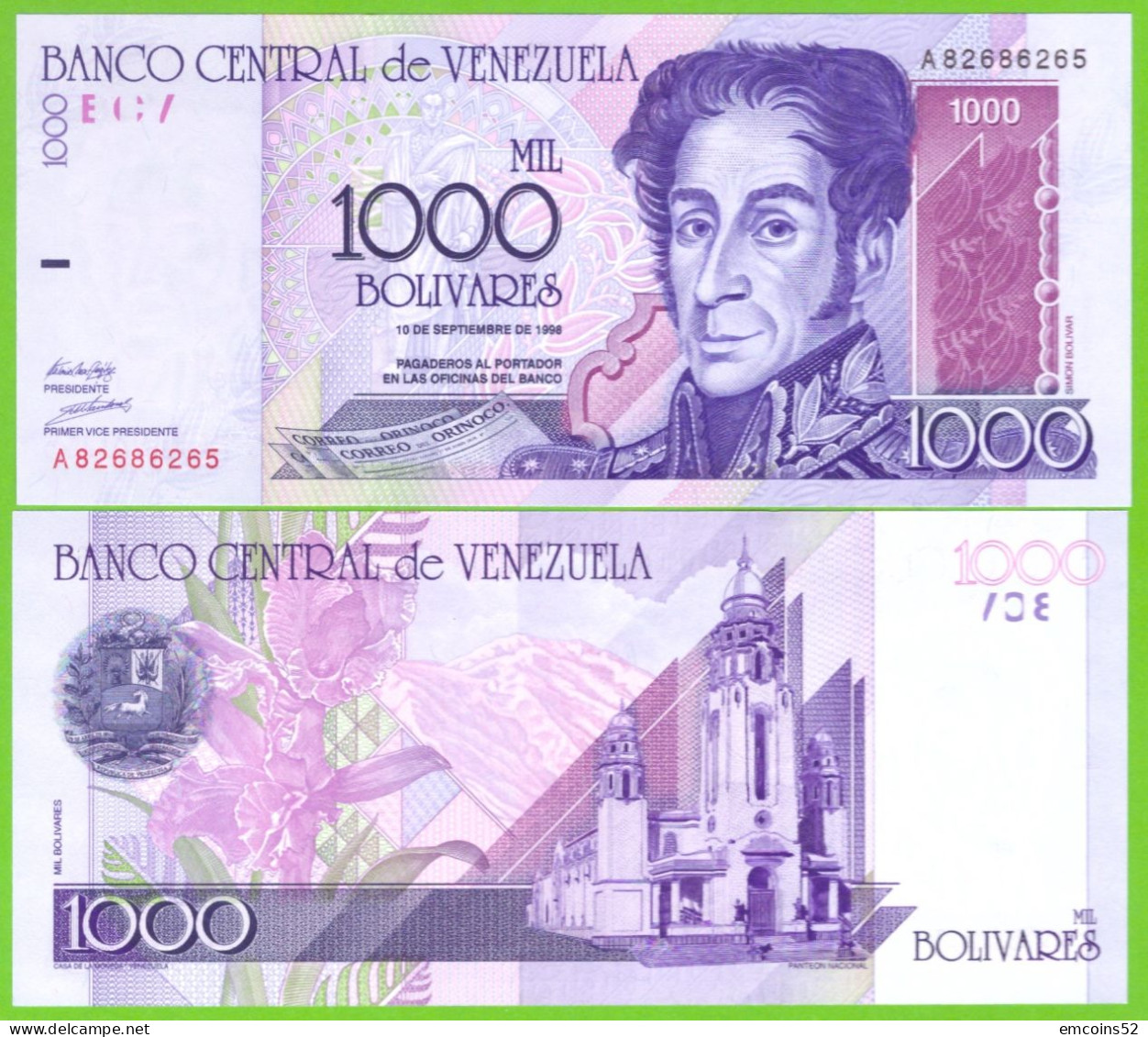 VENEZUELA 1000 BOLIVARES 1998 P-79 UNC - Venezuela