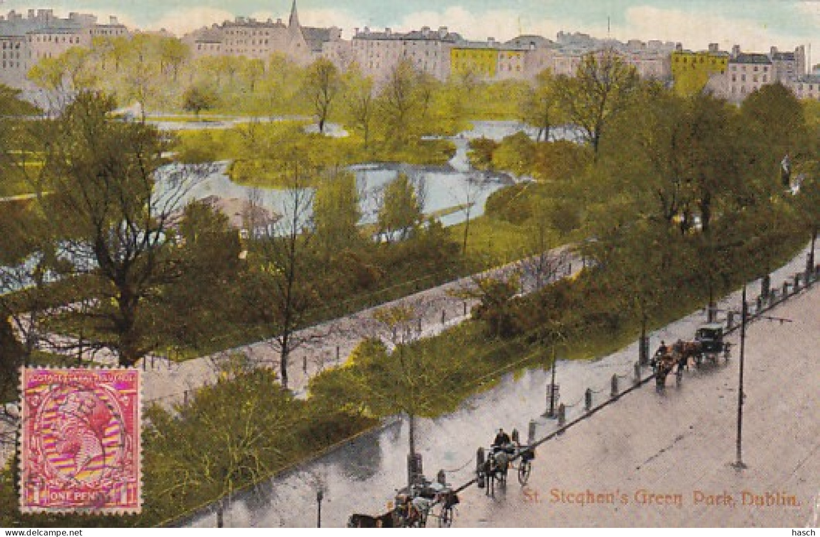 3834	146	Dublin, St Stephens Green Park (postmark 1919) (very Little Crease Corners) - Dublin