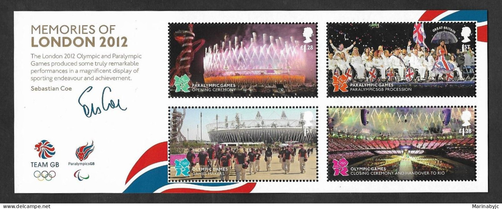 SE)2012 GREAT BRITAIN, MEMORIES OF LONDON, LONDON OLYMPIC GAMES, 4 STAMP MINISHEET, MNH - Unused Stamps