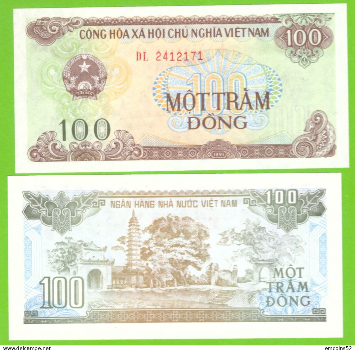 VIETNAM 100 DONG 1991 P-105 UNC - Vietnam