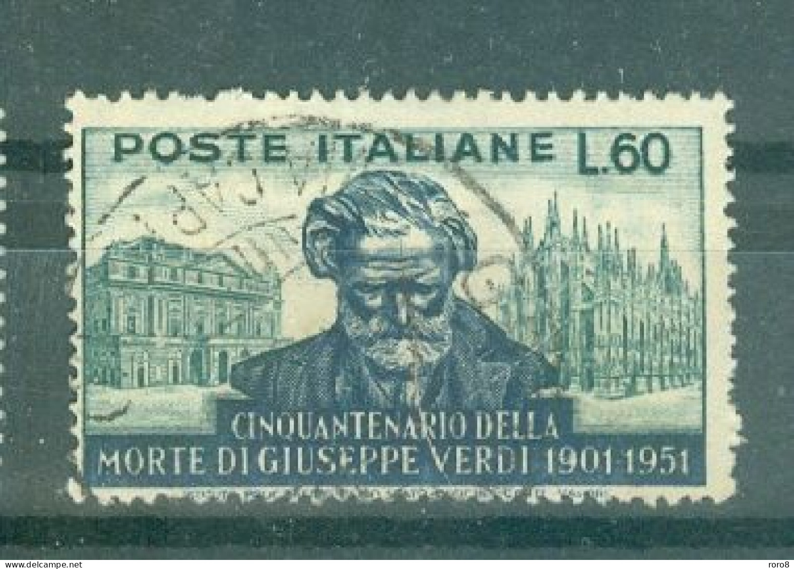 ITALIE - N°617 Oblitéré - Cinquantenaire De La Mort Du Compositeur Verdi. Portraits Divers Du Compositeur. - 1946-60: Used