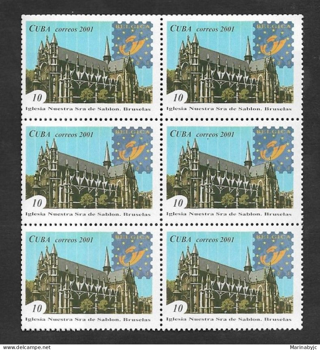 SE)2001 CUBA, OUR LADY OF SABLON CHURCH - BRUCELAS, B/6 MNH - Neufs