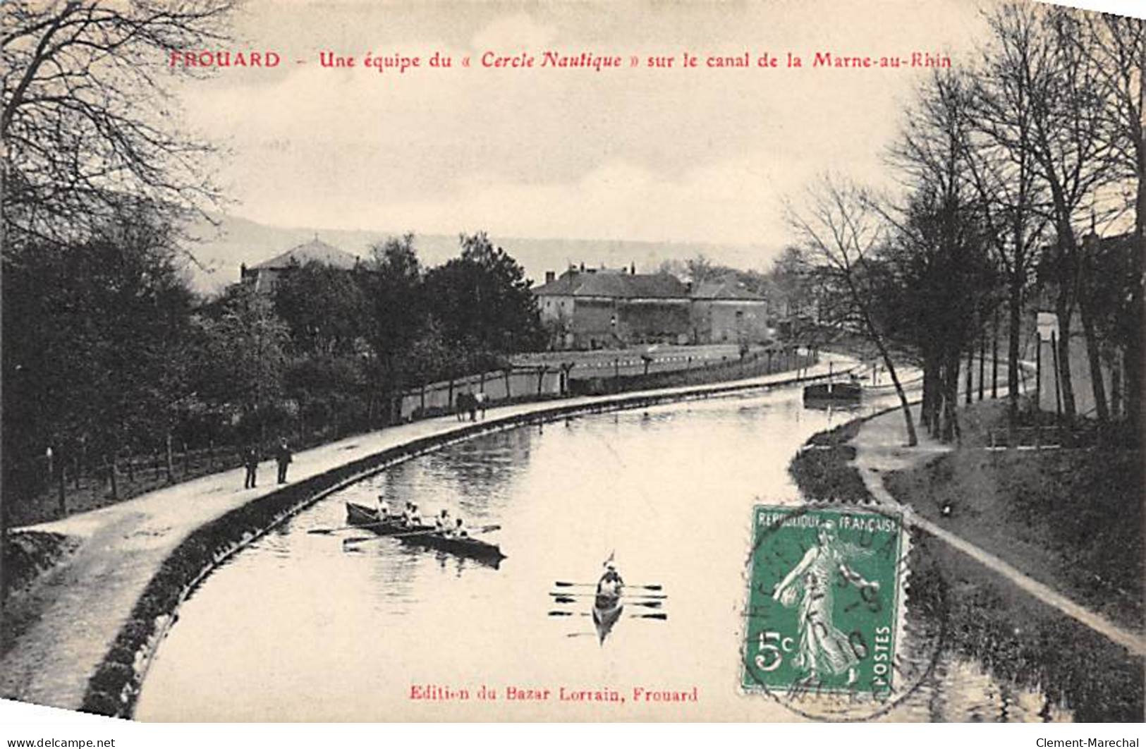 FROUARD - Une équipe Du " Cercle Nautique " Sur La Canal De La Marne Eu Rhin - Très Bon état - Frouard