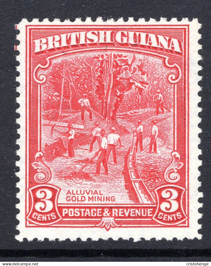 British Guiana 1934-51 KGV Pictorials - 3c Gold Mining - P.12½ - HM (SG 290) - British Guiana (...-1966)