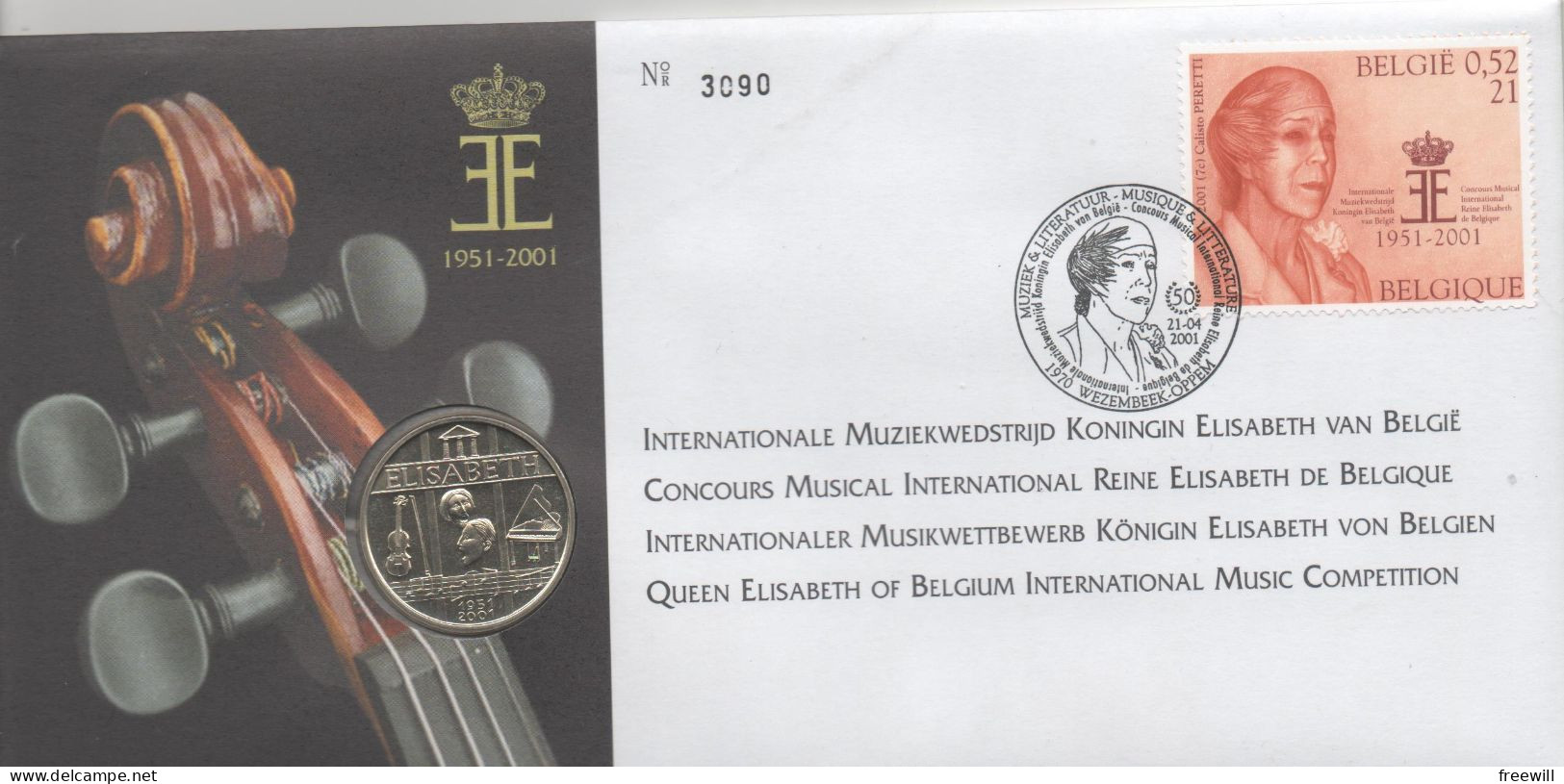 Concours Musical Reine Elisabeth -Internationale  Muziekwedstrijd 2001 - Numisletter