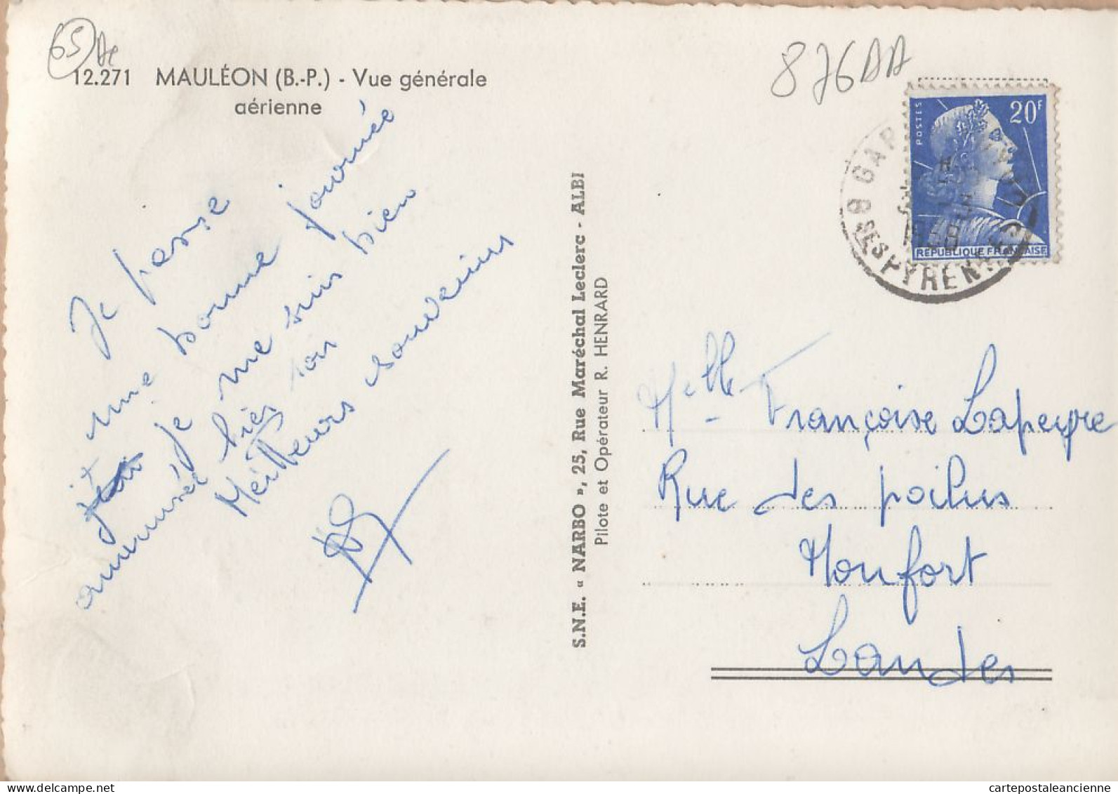 20699 / MAULEON 64-Basses Pyrénées Atlantiques Vue Generale Aérienne 1958 - SNE NARBO 12.271 - Mauleon Licharre