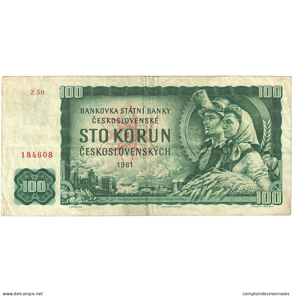 Billet, Tchécoslovaquie, 100 Korun, 1961, KM:91c, TTB - Tsjechoslowakije
