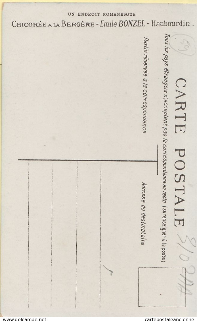 20999 / ⭐ ◉ Peu Commun HAUBOURDIN Nord Chicorée A LA BERGERE Emile BONZEL Cppub 1910s Aquarelle Endroit Romanesque - Haubourdin