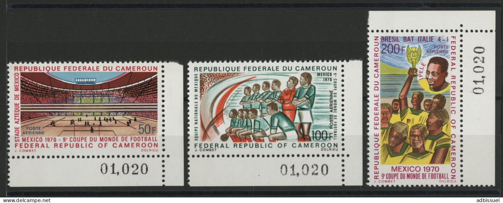 CAMEROUN POSTE AERIENNE PA N° 165 à 167 Neufs Sans Charnière ** MNH Tous Avec Coin De Feuille Numéroté TB - Kamerun (1960-...)