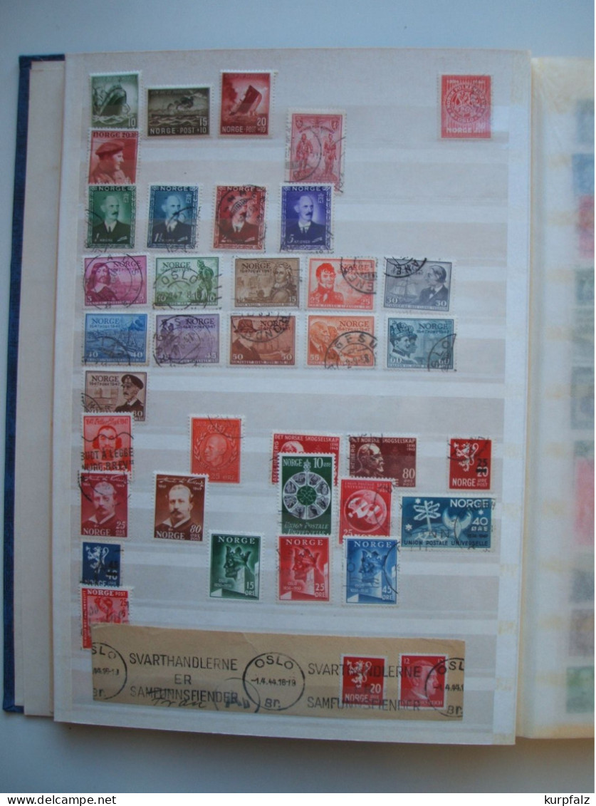 Norwegen, Norge - Briefmarken In Einem Album Und Auf Alten Blättern - Sammlungen