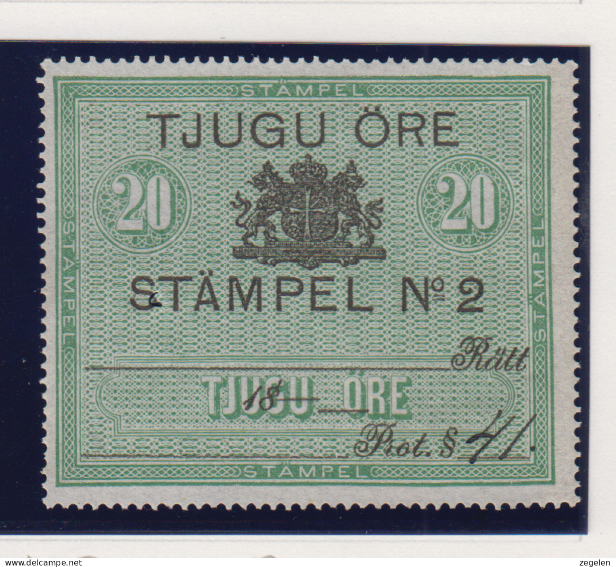 Zweden Fiskale Zegel Cat. Barefoot : Staempel (Adjustments) 3B - Revenue Stamps