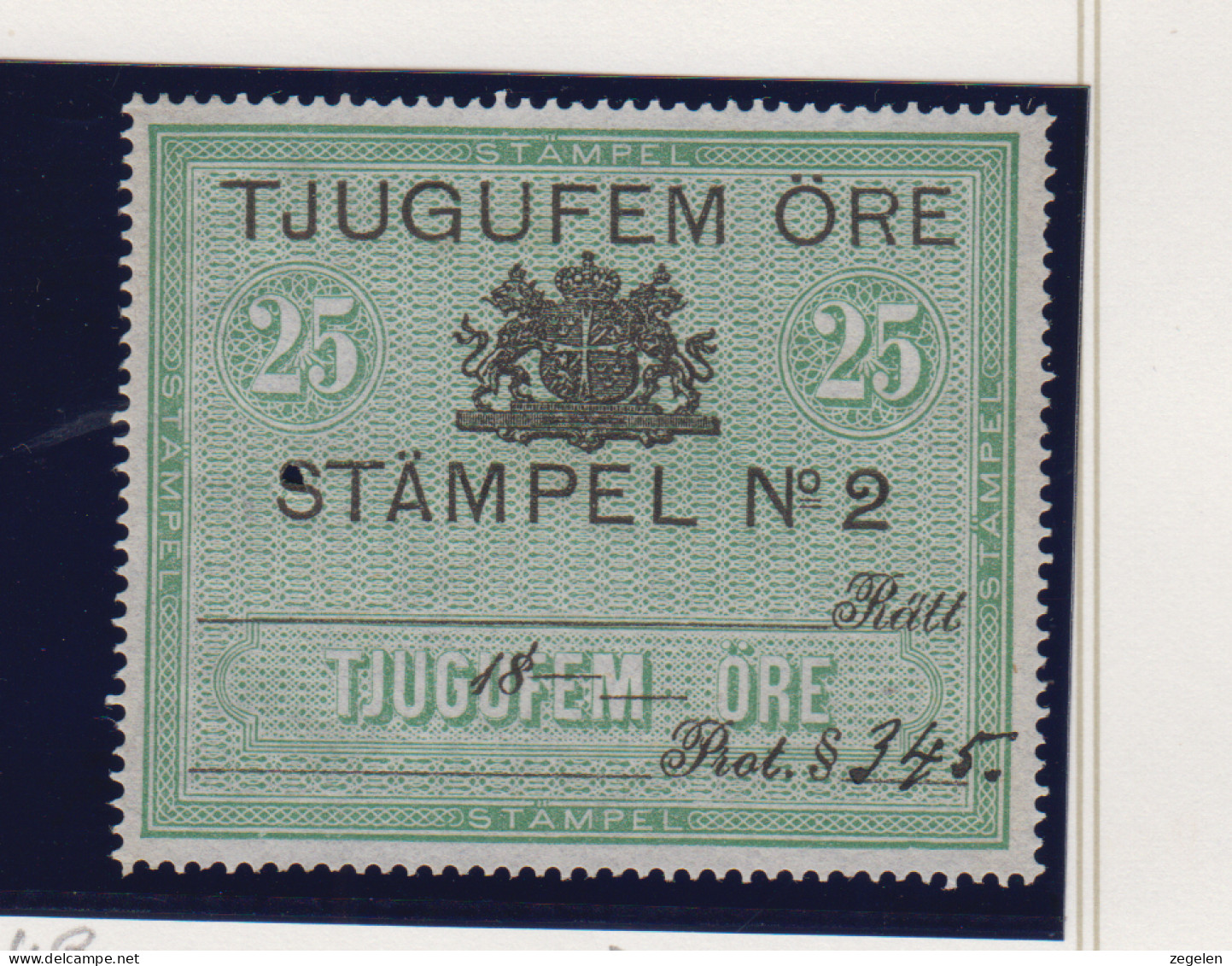 Zweden Fiskale Zegel Cat. Barefoot : Staempel (Adjustments) 4B - Revenue Stamps