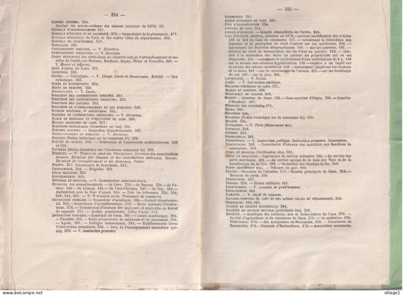 Annuaire Administratif Du Département Du Calvados Pour 1873 CAEN Typographie PAGNY, Imprimeur De La Préfecture - Normandie