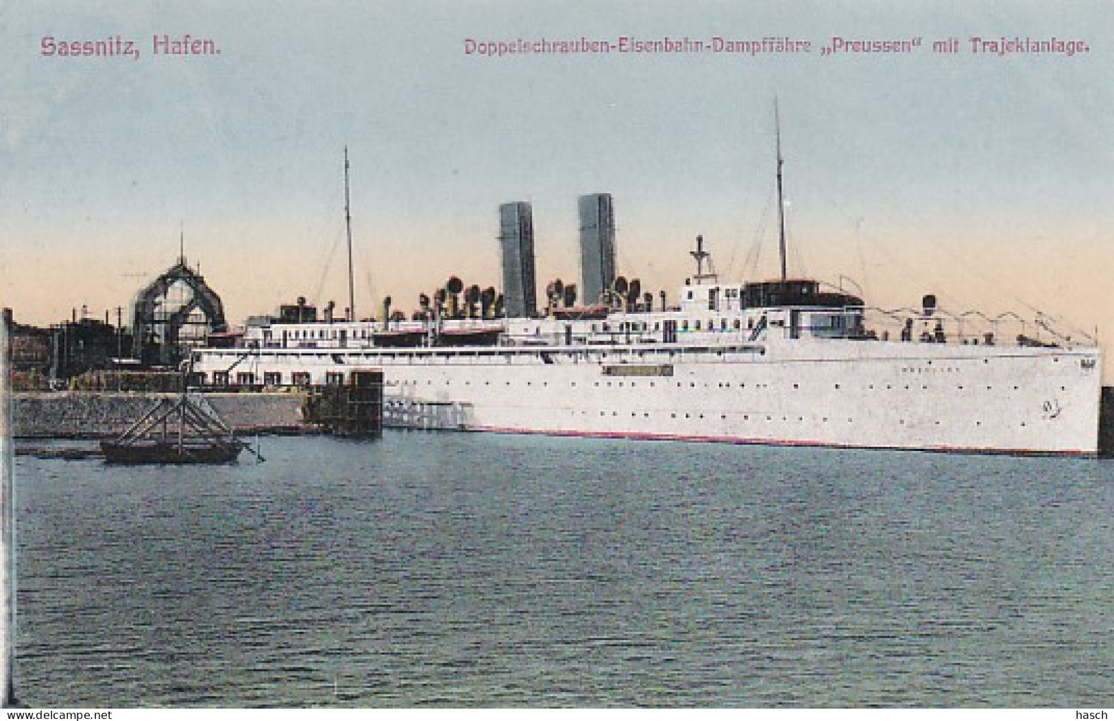 480042Sassnitz, Hafen. Doppelschrauben Eisenbahn Dampffåhr ,,Preussen’’ Mit Trajektanlage. - Sassnitz