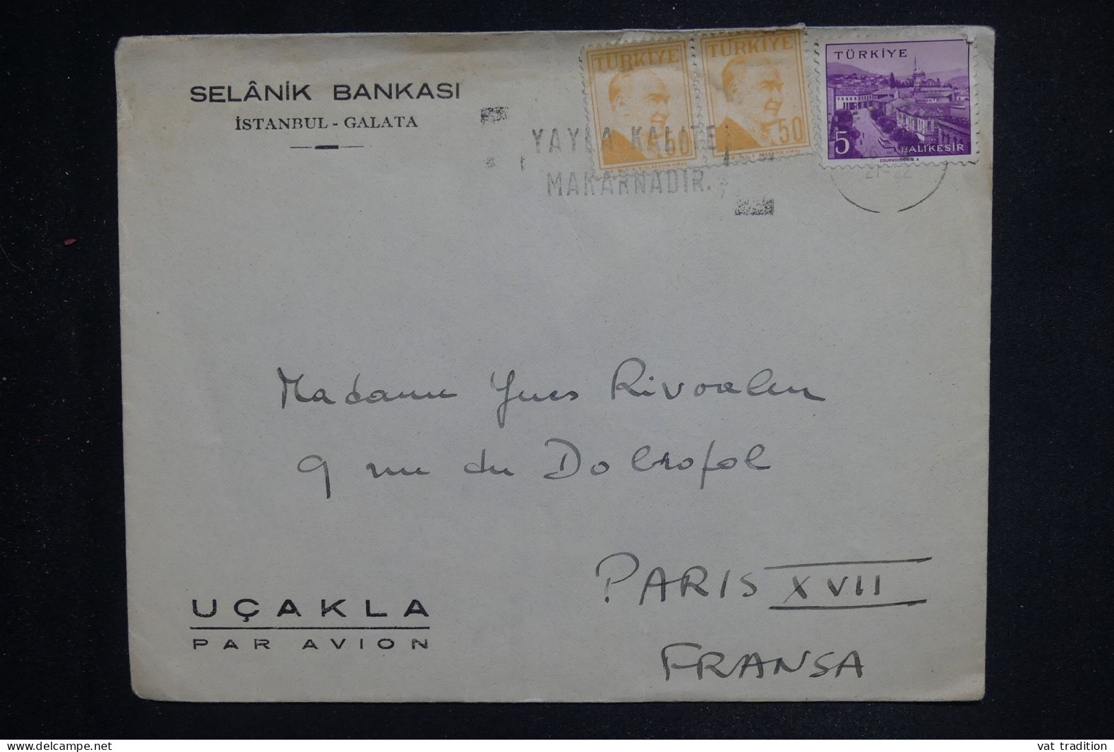 TURQUIE - Enveloppe Commerciale De Istanbul Pour Paris Par Avion  - L 150648 - Lettres & Documents