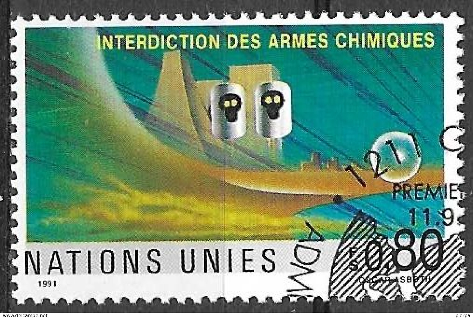 O.N.U. GENEVE - 1991 - INTERDIZIONE ARMI CHIMICHE  - F. 0,80 - USATO (YVERT 212 - MICHEL 204) - Gebruikt