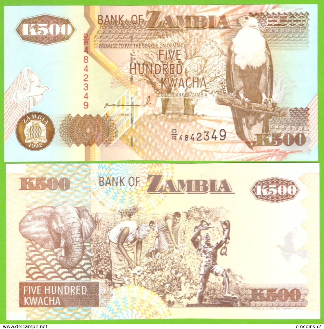 ZAMBIA 500 KWACHA 1992 P-39b UNC - Zambia