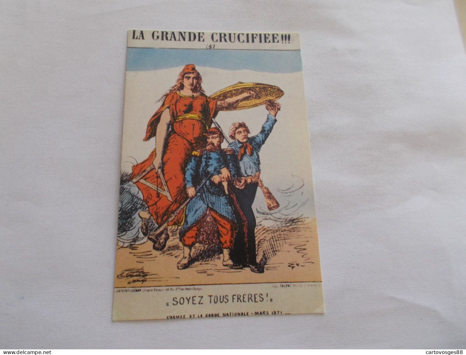 THEME MILITAIRE  LA GRANDE CRUCIFIEE  SOYEZ TOUS FRERES L ARMEE ET LA GARDE NATIONALE MARS 1871  TIMBRE HELVETIA - Andere Kriege