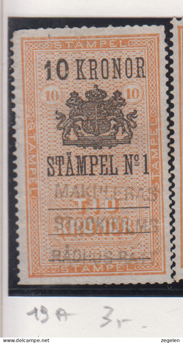 Zweden Fiskale Zegel Cat. Barefoot : Staempel (Adjustments) 19A - Revenue Stamps