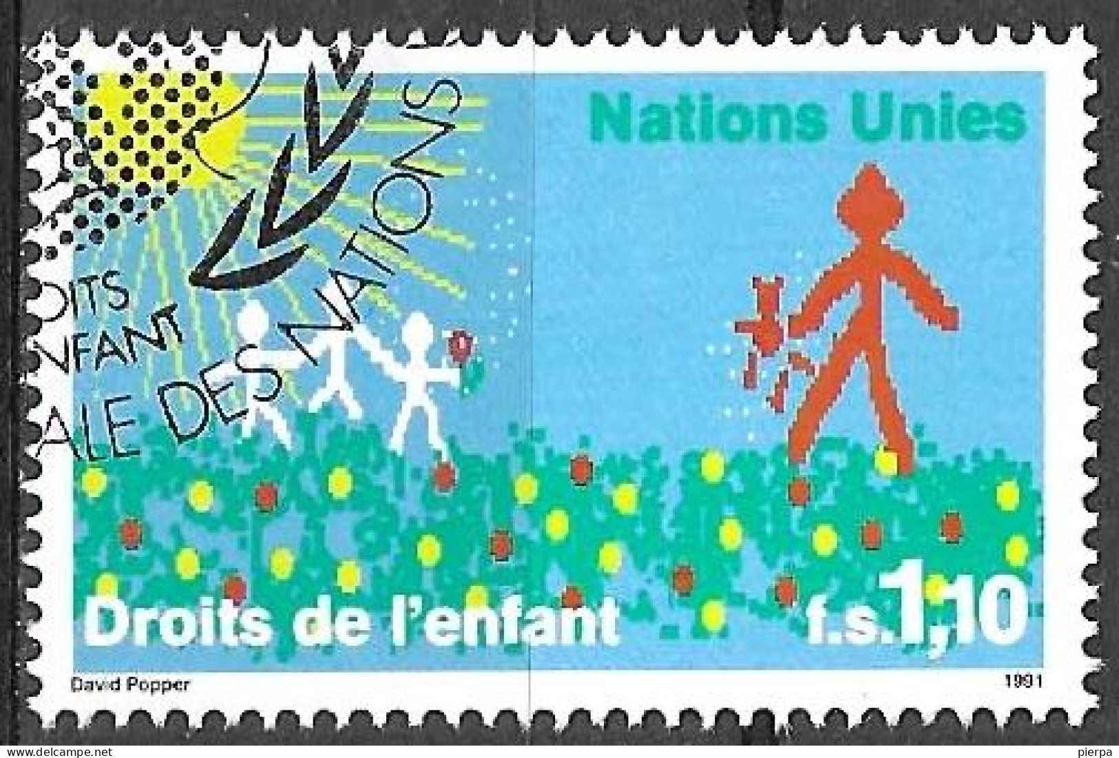 O.N.U. GENEVE - 1991 - DIRITTI INFANZIA  - F. 1,10 - USATO (YVERT 211 - MICHEL 203) - Used Stamps