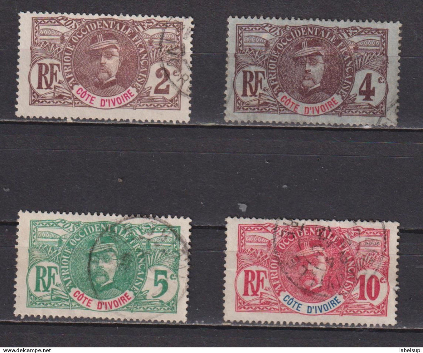 Lot De Vieux Timbres Oblitérés De Côte D'Ivoire De 1906 N° 22 à 25 - Gebraucht