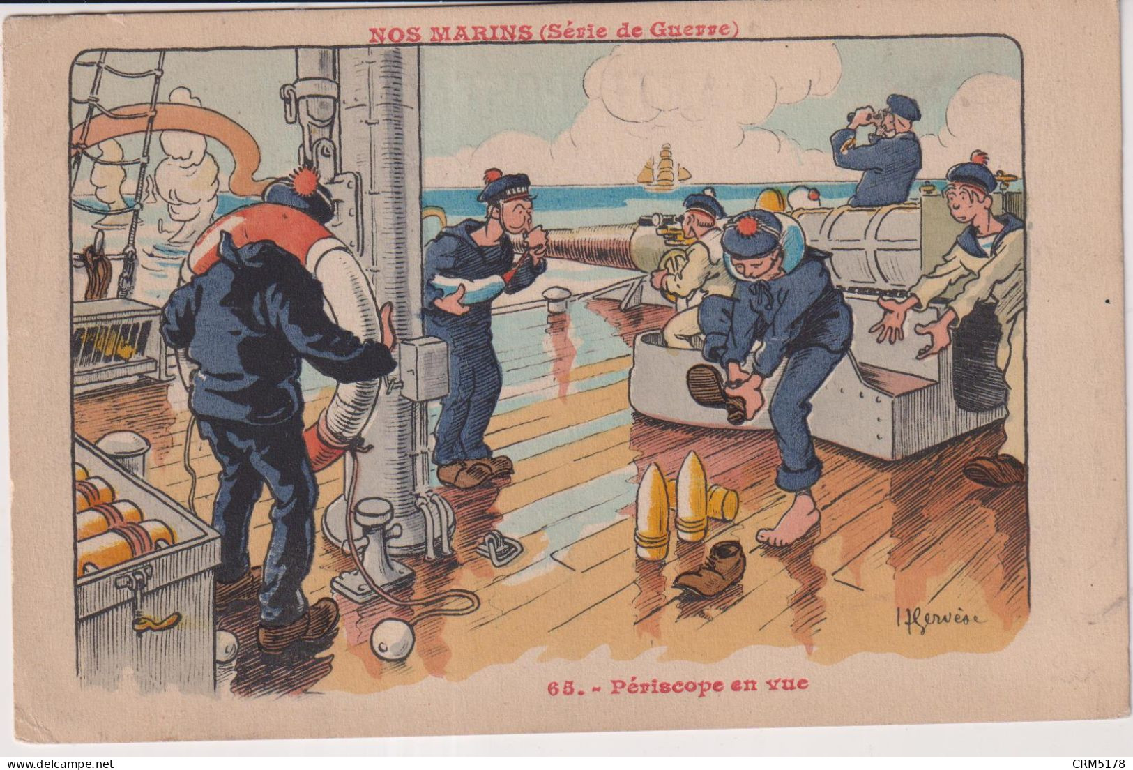 CPA Colorisé-  ILLUSTRATEUR  GERVESE H-SIE DE GUERRE-NOS MARINS-N°65-PERISCOPE EN VUE - Gervese, H.