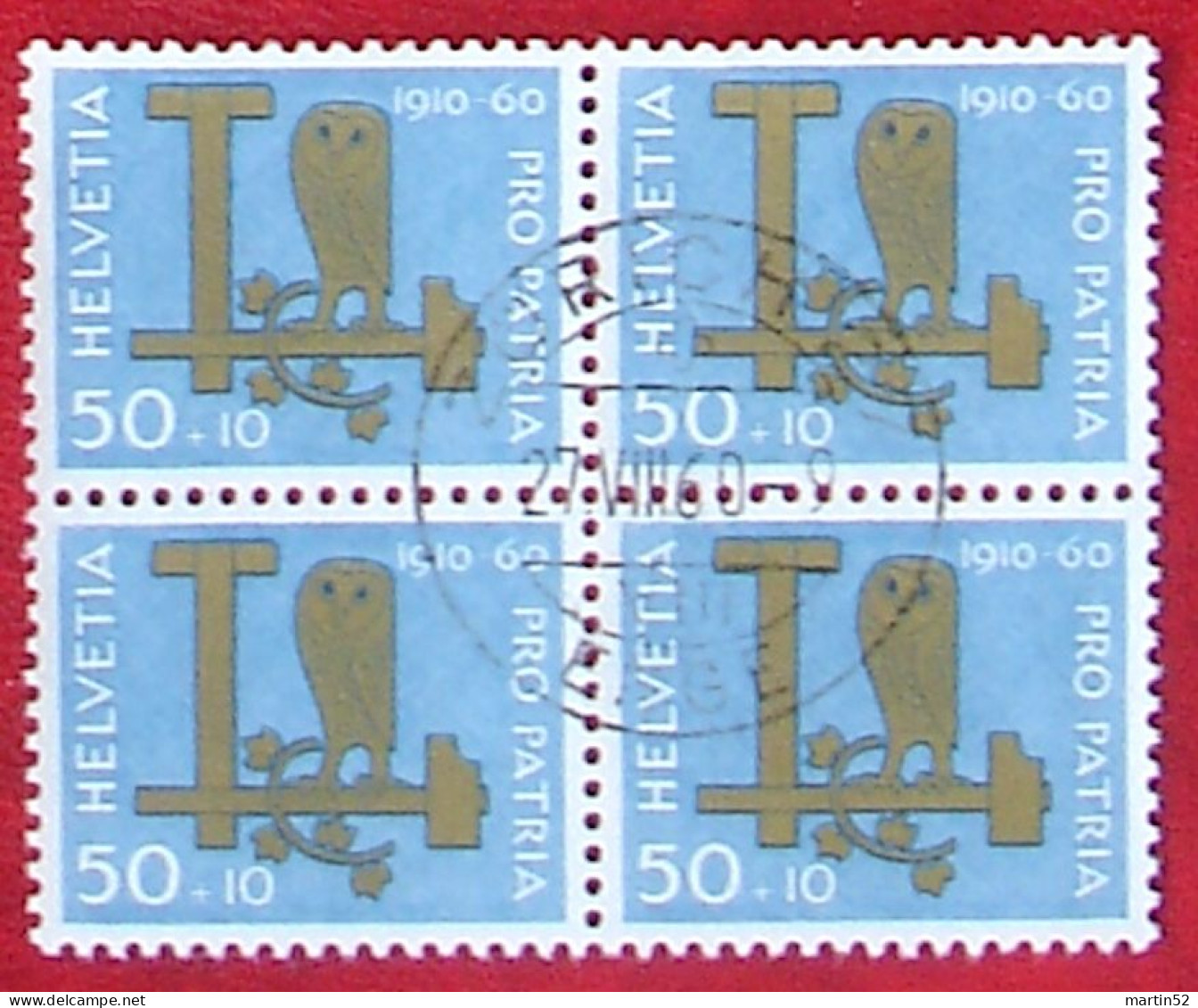 Schweiz Suisse Pro Patria 1960: Eule Hibou Owl Zu WII 100 Mi 718 Yv 665 Block Mit O ZÜRICH 27.VIII.60 (Zu CHF 32.00) - Owls