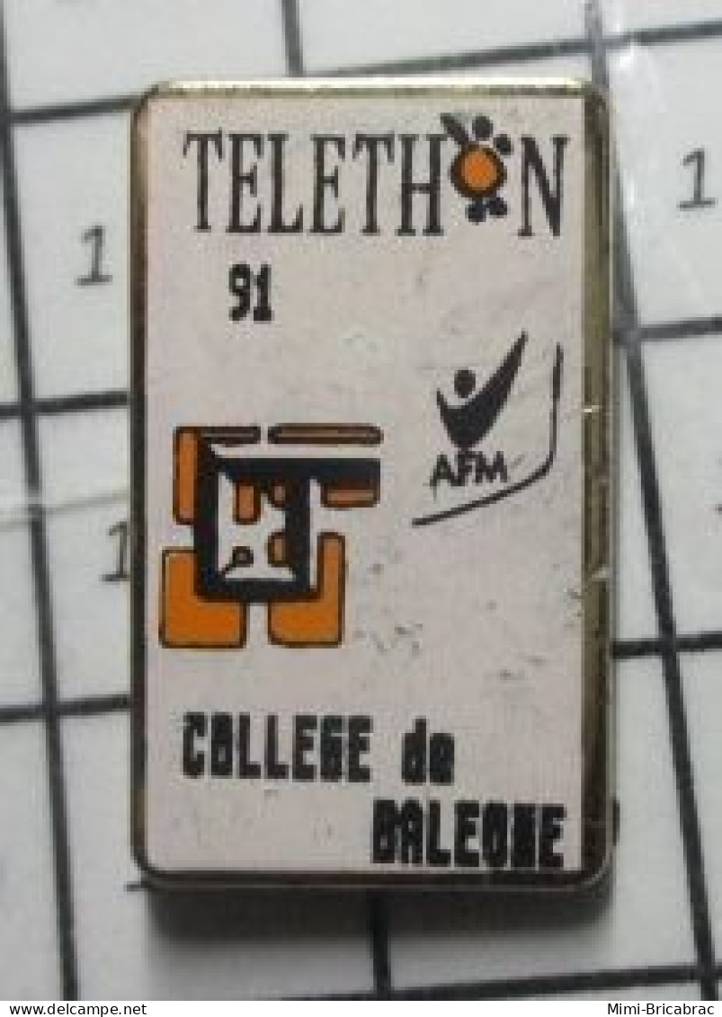 1616c Pin's Pins / Rare Et De Belle Qualité / ADMINISTRATIONS / COLLEGE DE BALEONE ? TELETHON 91 - Administrations