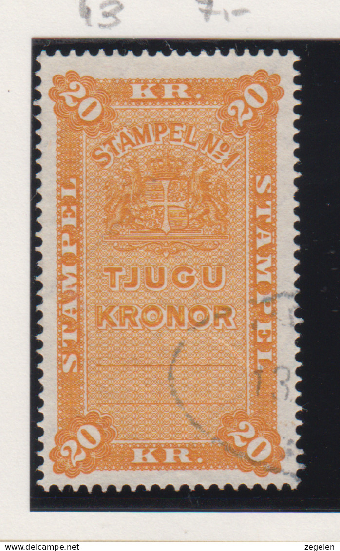 Zweden Fiskale Zegel Cat. Barefoot : Staempel (Adjustments) 45A - Revenue Stamps