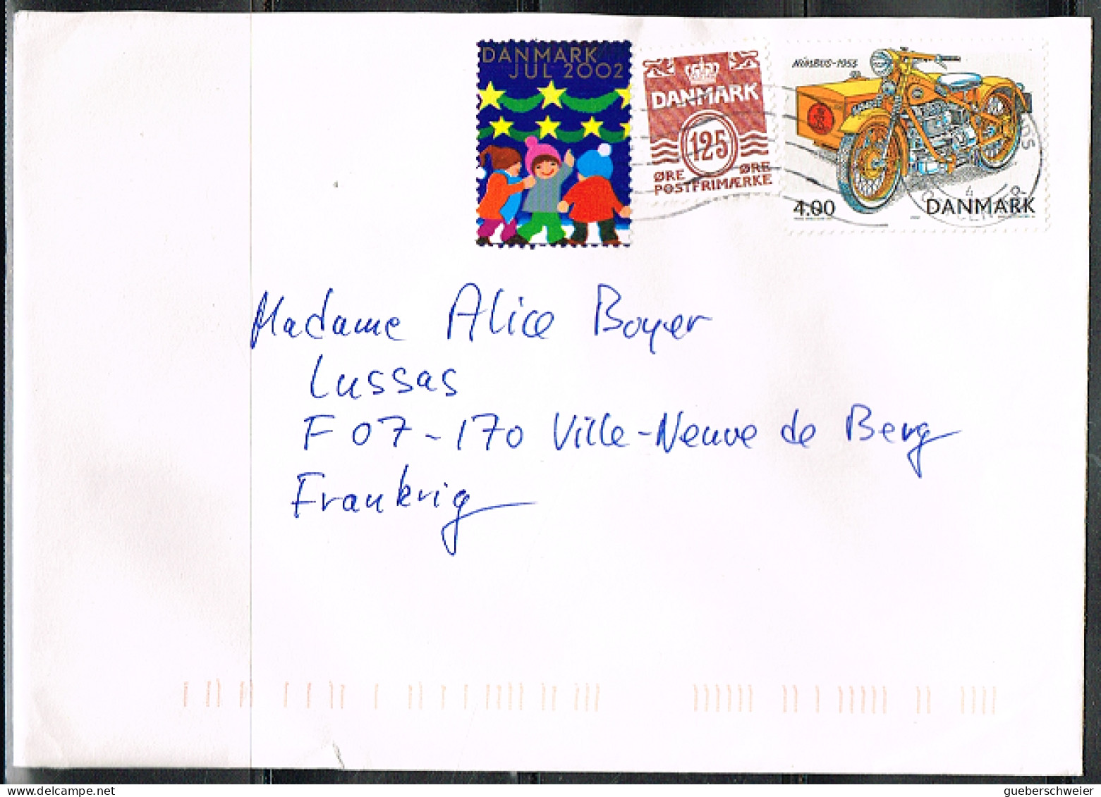 L-DIV 328 - DANEMARK Lettre Pour La France Avec Moto Side-Car Et Timbre De Noël - Storia Postale