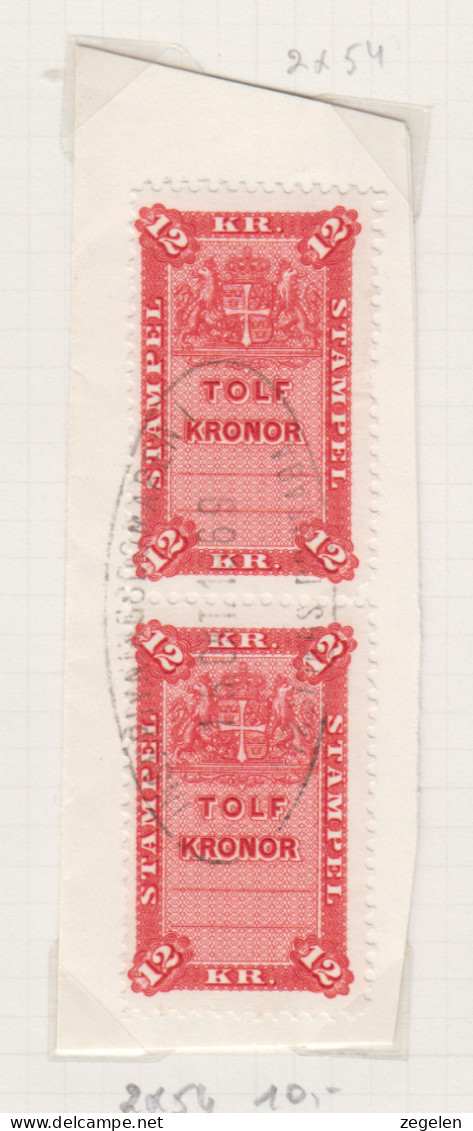 Zweden Fiskale Zegel Cat. Barefoot : Staempel (Adjustments) 2x54 Op Fragment - Revenue Stamps