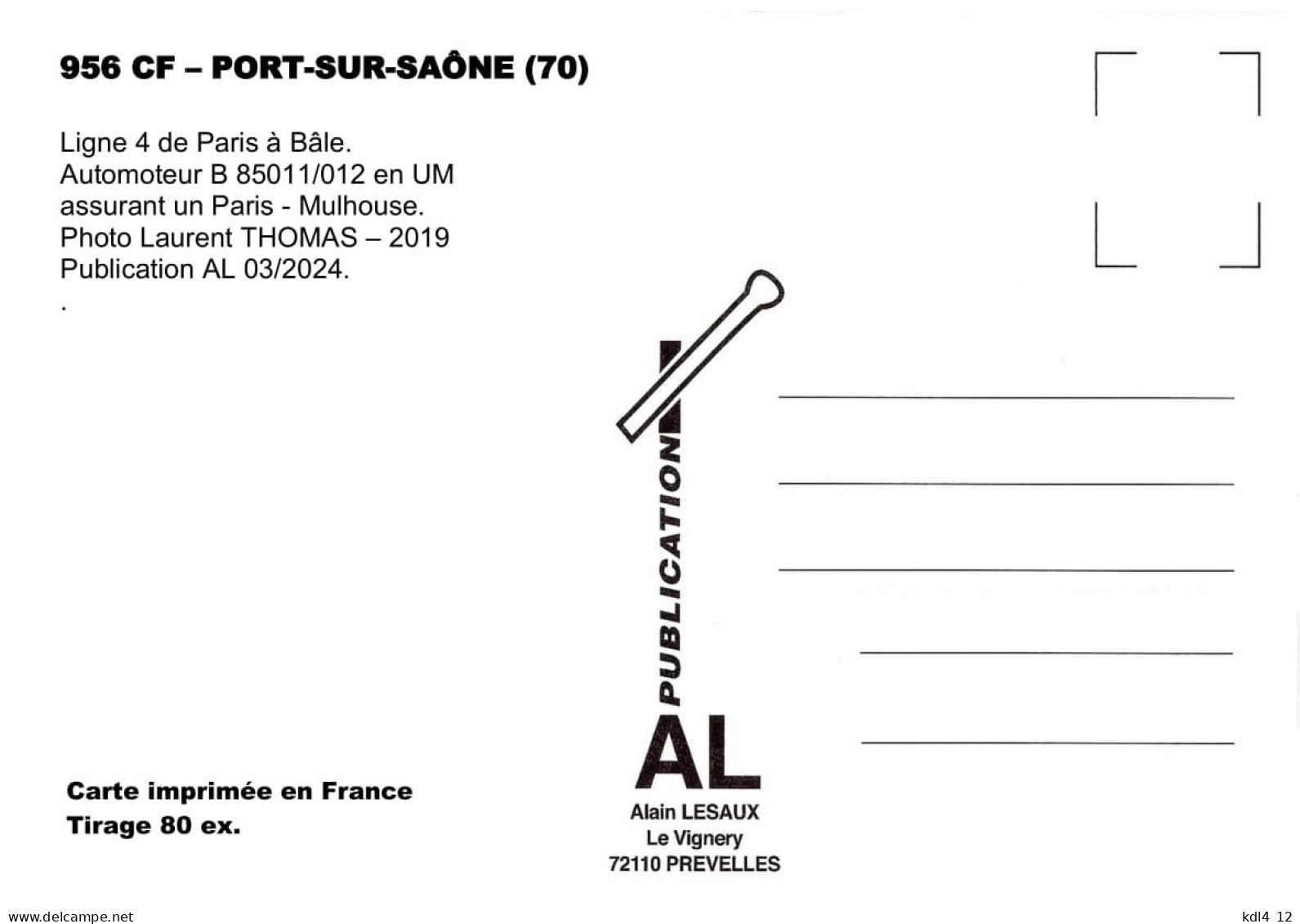 AL 956 - Automoteurs B 85011/012 Vers PORT-SUR-SAÔNE - Haute-Saône - SNCF - Port-sur-Saône